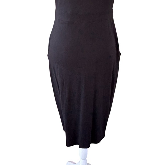 Boden Black Sleeveless Pleated Waist Neckline Jersey Dress Pockets Womens 4L - Picture 6 of 7